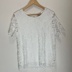 Philosophy Elegant White Lace Top, Size M